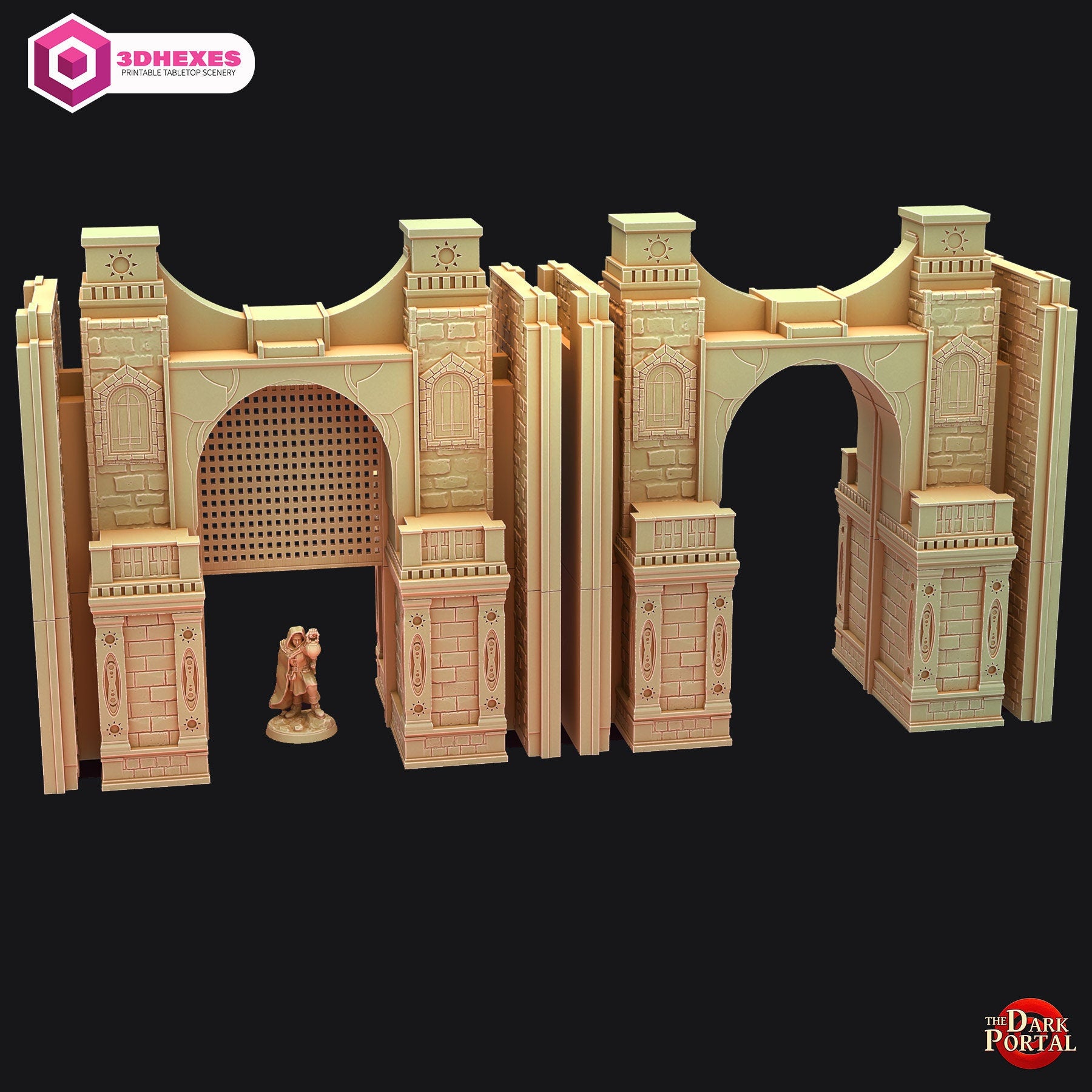 Dawn City Gates - Echoes of the Dark Portal by 3dHexes | Ancient Ruins Terrain for Roleplaying and Gaming | Filament | Gateway | Temple