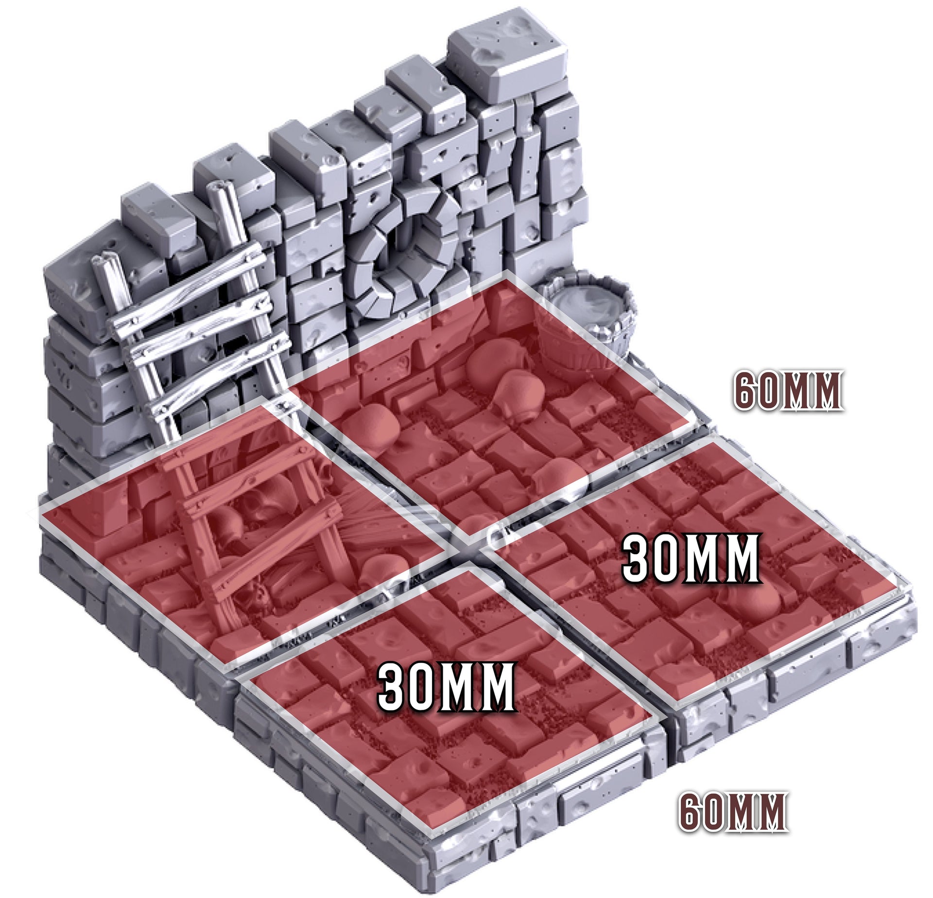 Modular Dungeon Tiles - Death X Tiles By Cast N Play | 28mm and 32mm Scale | 3d Printed