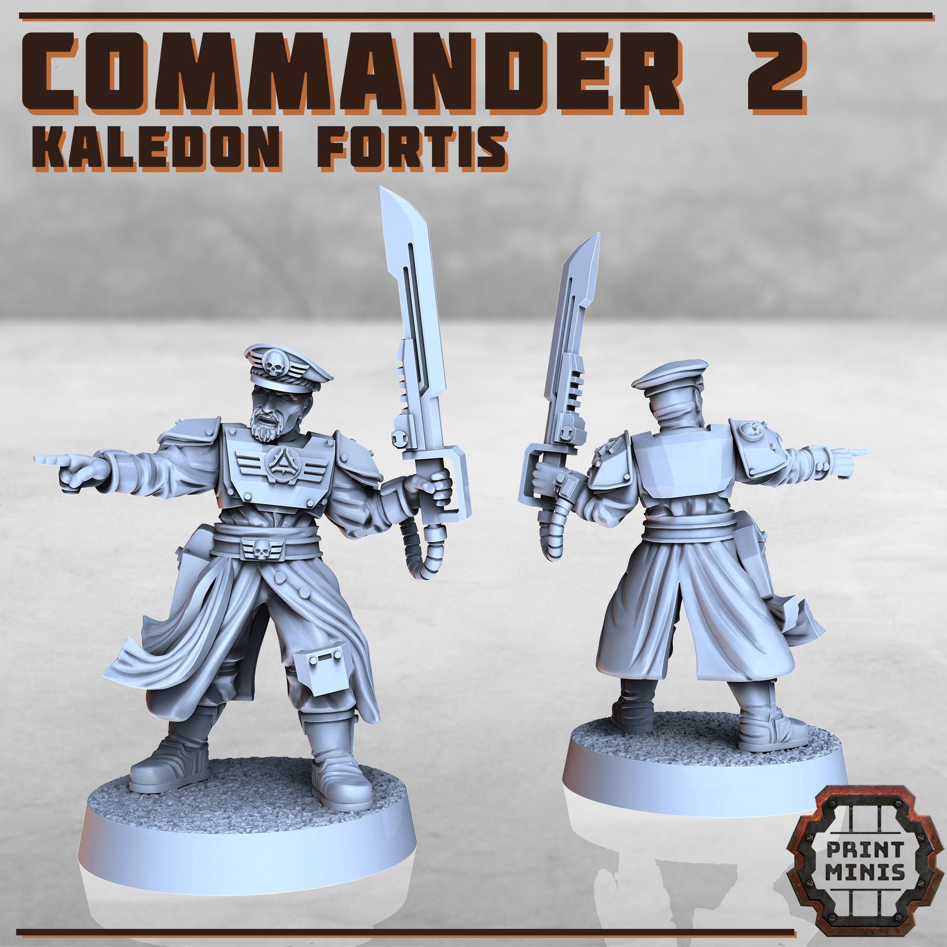 Modular Kaledon Fortis Commander 2 - Print Minis | Sci Fi | Light Infantry | Imperial | 28mm Heroic | Guard | Captain | Power Fist