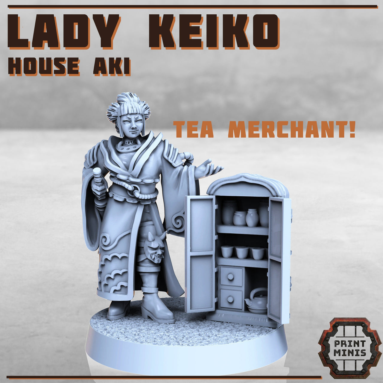 Lady Keiko, Tea Merchant - Print Minis | Sci Fi | 28mm Heroic | Trader | Market