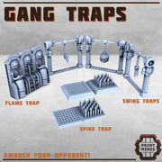 Gang Traps - Print Minis | Sci Fi | 28mm Heroic | Apocalypse | Flame | Spikes | Swinging | Arena