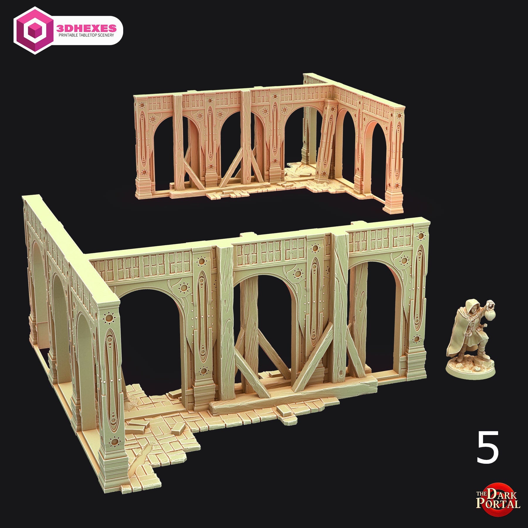 Under Construction Buildings - Echoes of the Dark Portal by 3dHexes | Ancient Ruins Terrain for Roleplaying and Gaming | Scatter