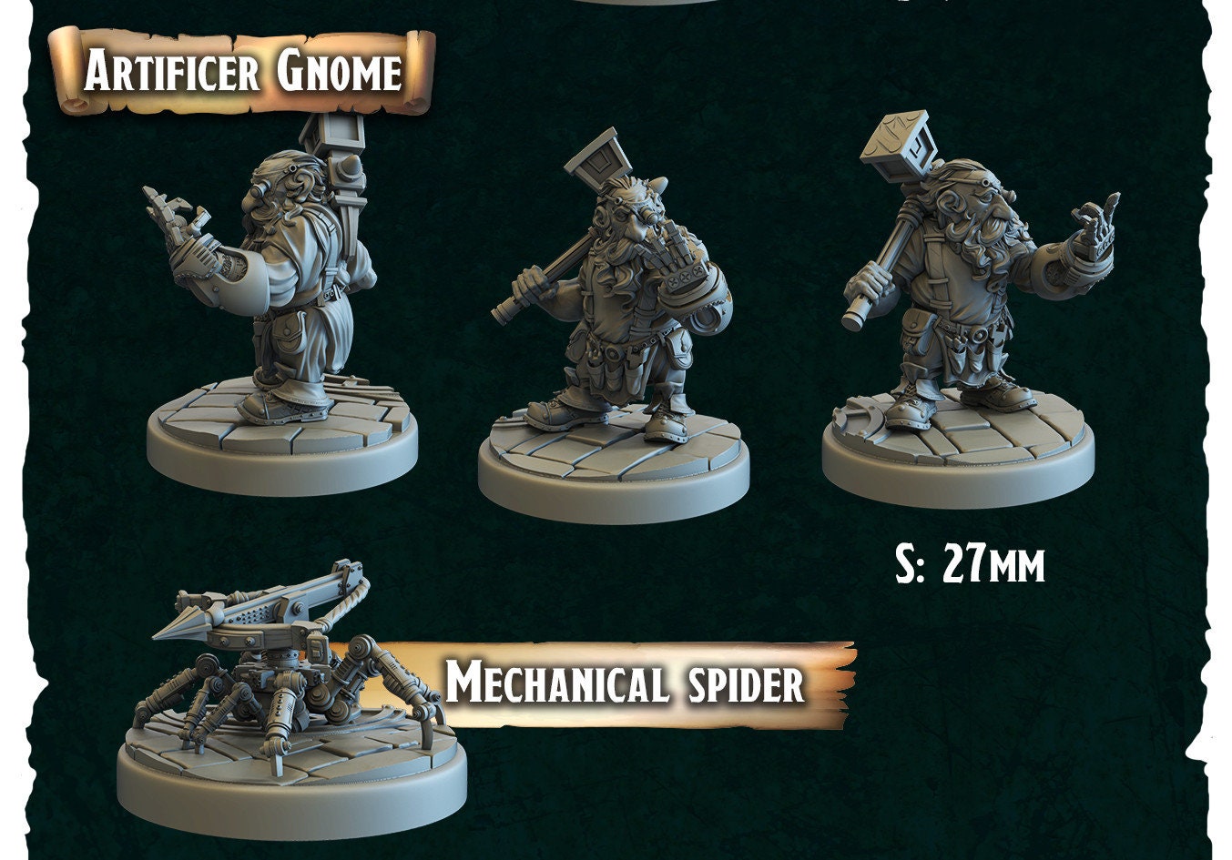 Gnome Artificer- Crippled God Foundry, Bladeport | 32mm | Mechanical Spider | Inventor | Hammer