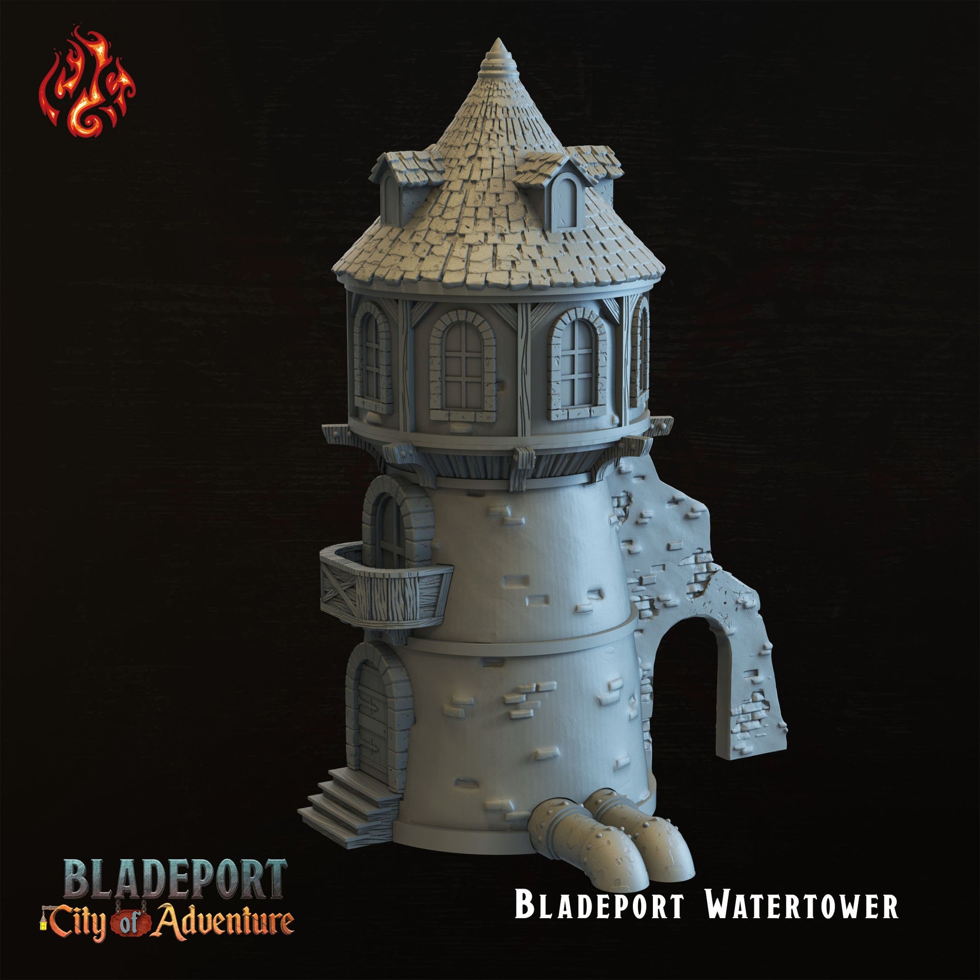 Bladeport WaterTower - Crippled God Foundry, Bladeport | 32mm | Filament | Wizard | Watch