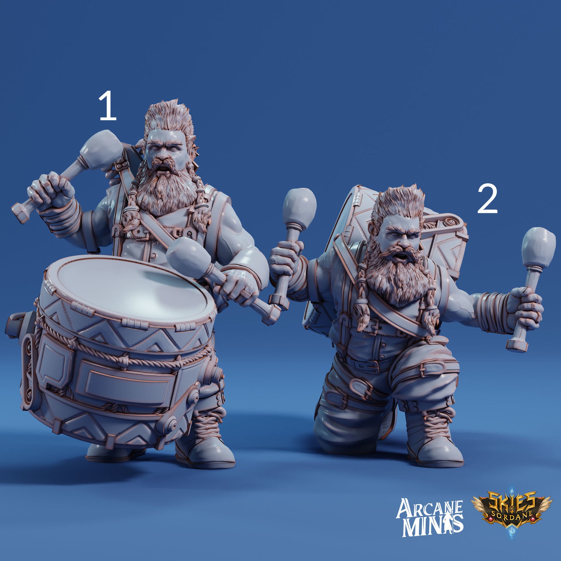 Dwarf Bard - Arcane Minis | 32mm | Drummer | Drums