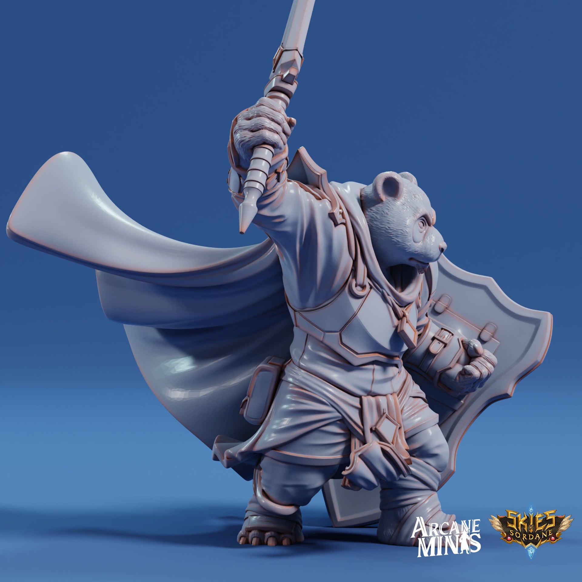 Melalu Cleric, Pandafolk Knight - Arcane Minis | 32mm | Hammer | Sword