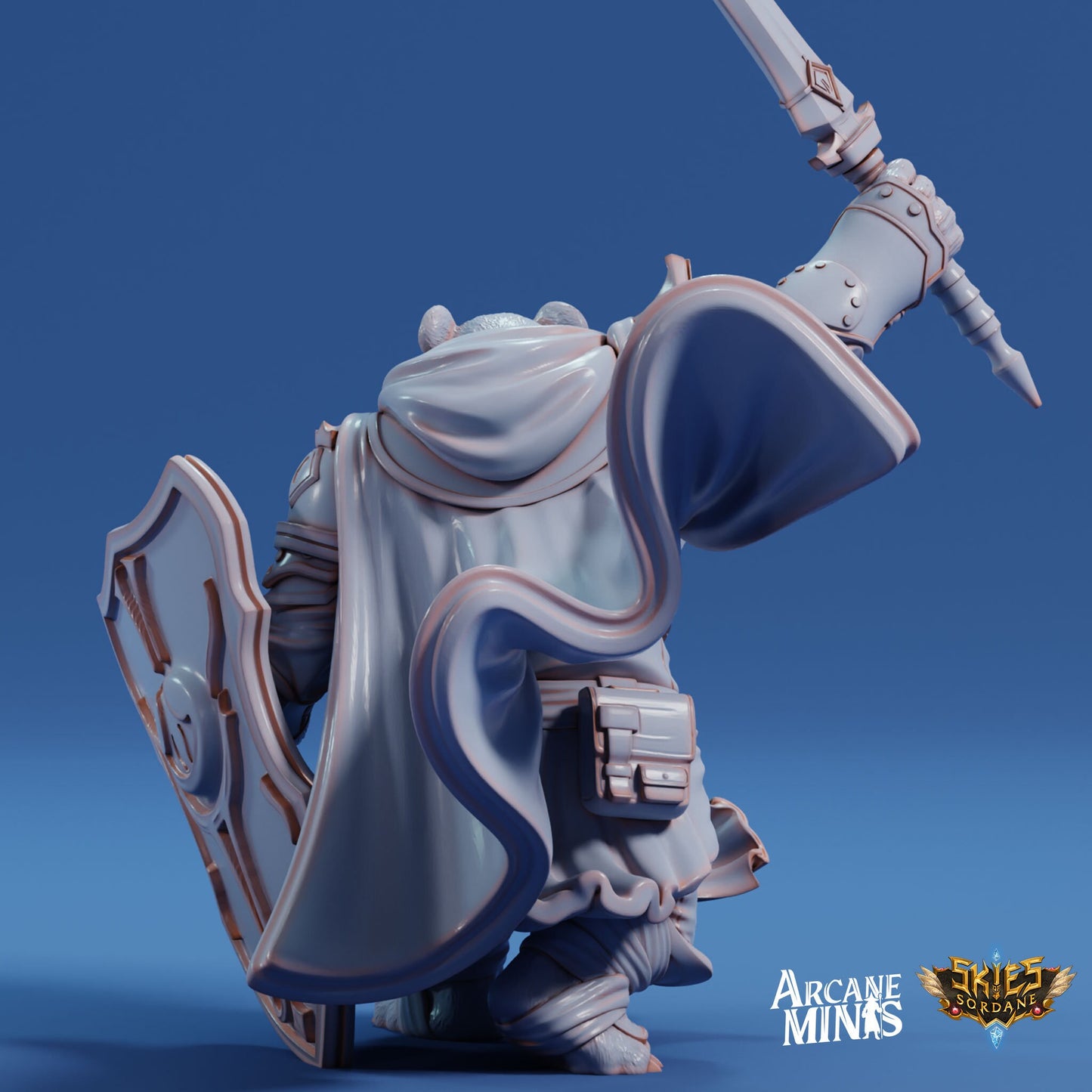 Melalu Cleric, Pandafolk Knight - Arcane Minis | 32mm | Hammer | Sword