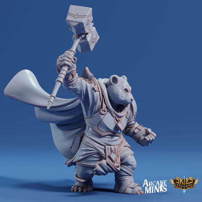 Melalu Cleric, Pandafolk Knight - Arcane Minis | 32mm | Hammer | Sword