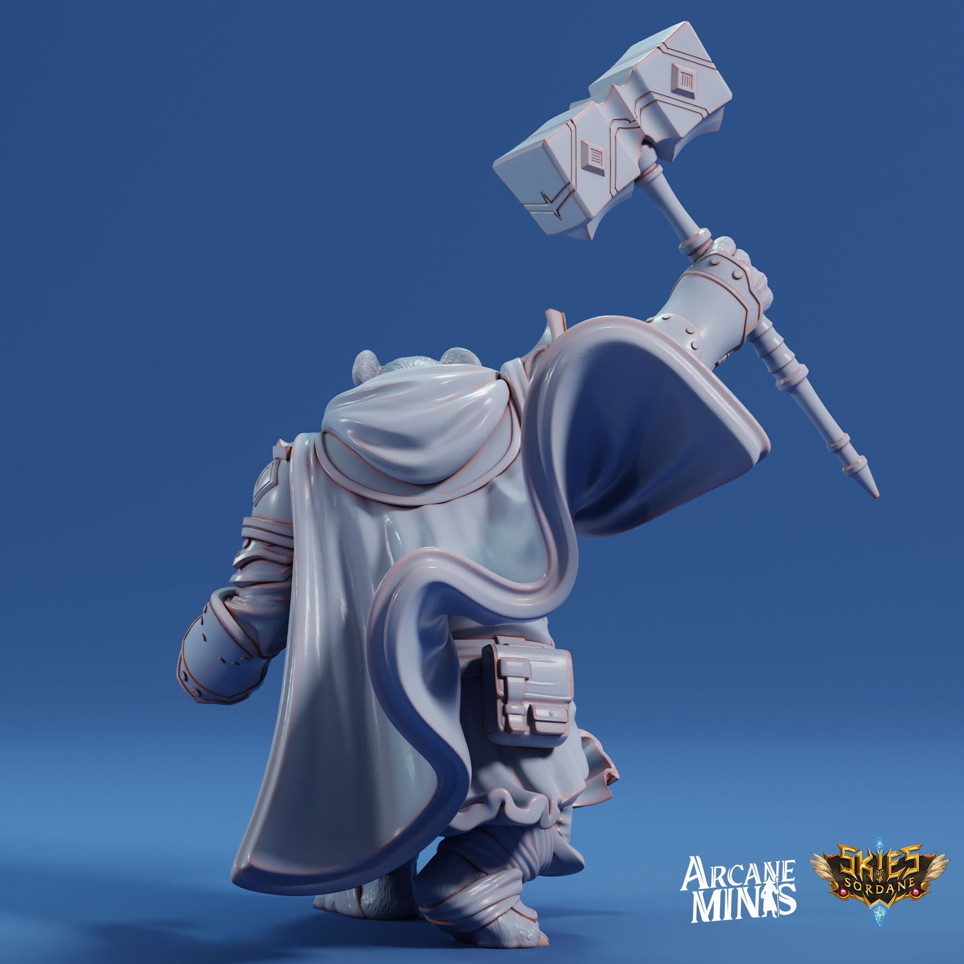 Melalu Cleric, Pandafolk Knight - Arcane Minis | 32mm | Hammer | Sword