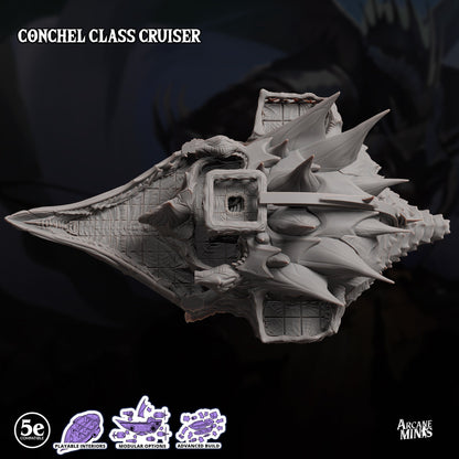 Conchel Class Cruiser - Arcane Minis | 32mm | Psychic Squids | Airship | Massive! | Playable Interior | 1195mm Long!