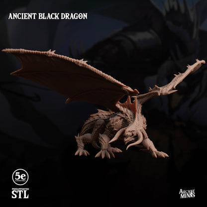 Ancient Black Dragon - Arcane Minis | 32mm | Chromatic | Swamp