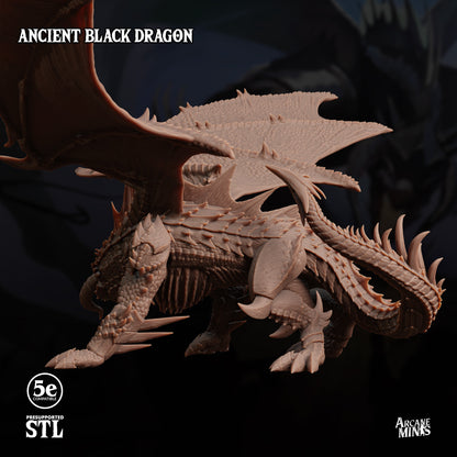 Ancient Black Dragon - Arcane Minis | 32mm | Chromatic | Swamp