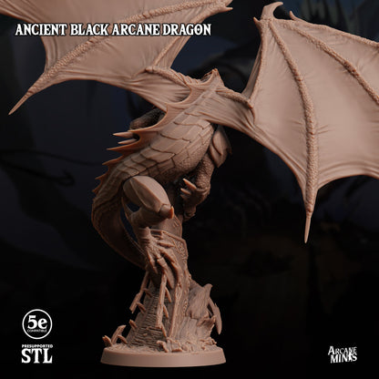 Ancient Black Arcane Dragon - Arcane Minis | 32mm | Chromatic | Swamp