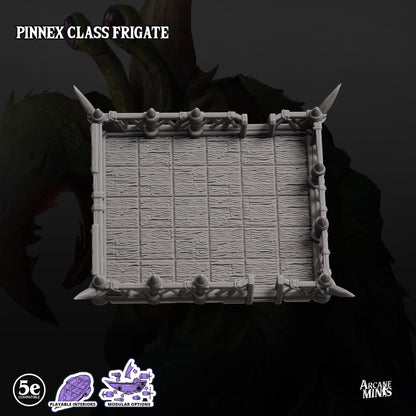 Pinnex Frigate, Crab Airship - Arcane Minis | 32mm | Research Station | Playable Interior | Crane | Lobster