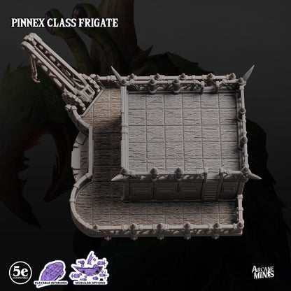 Pinnex Frigate, Crab Airship - Arcane Minis | 32mm | Research Station | Playable Interior | Crane | Lobster