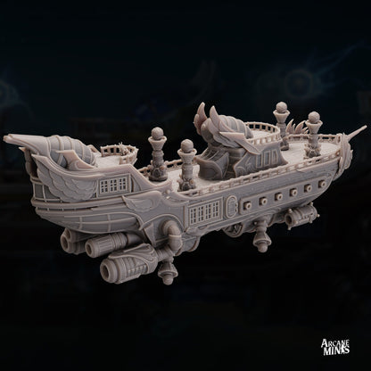 Teslite Class Cruiser - Arcane Minis | 32mm | Airship | Science Vessel | Playable Interior | Laboratory | 1085mm long!