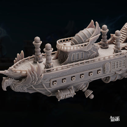 Teslite Class Cruiser - Arcane Minis | 32mm | Airship | Science Vessel | Playable Interior | Laboratory | 1085mm long!