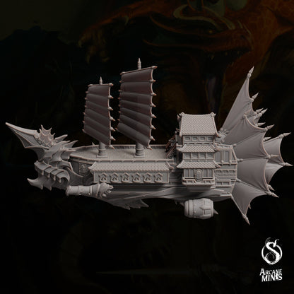 Altair Class Destroyer - Arcane Minis | 32mm | Warship | Airship | Massive! | Playable Interior | 1340mm Long!