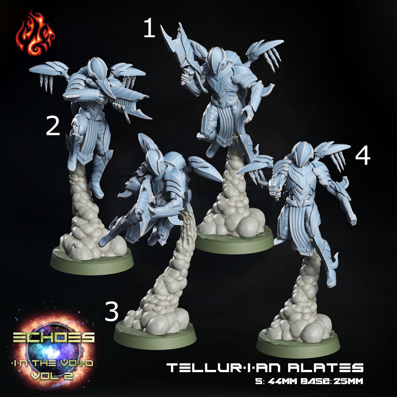 Tellurian Alates, Space Elf Jetpack Infantry - Crippled God Foundry - Echoes of the Void | 32mm | Scifi | High Elf Fleet