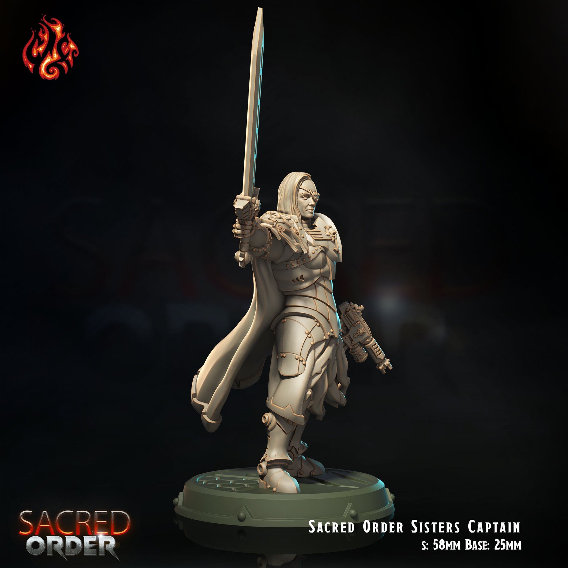 Sacred Order Captain, Battle Sister Champion- Crippled God Foundry - Sacred Order | 32mm | Scifi