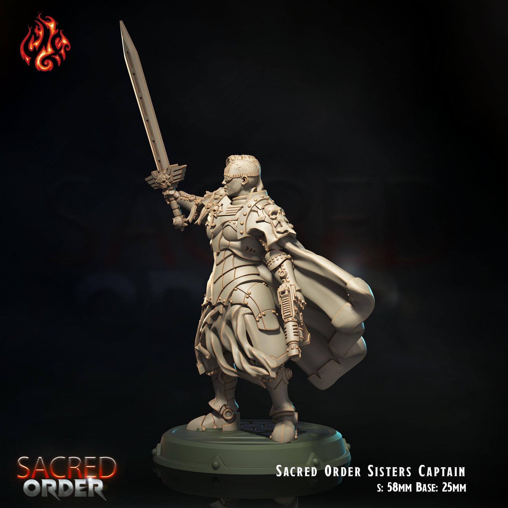 Sacred Order Captain, Battle Sister Champion- Crippled God Foundry - Sacred Order | 32mm | Scifi