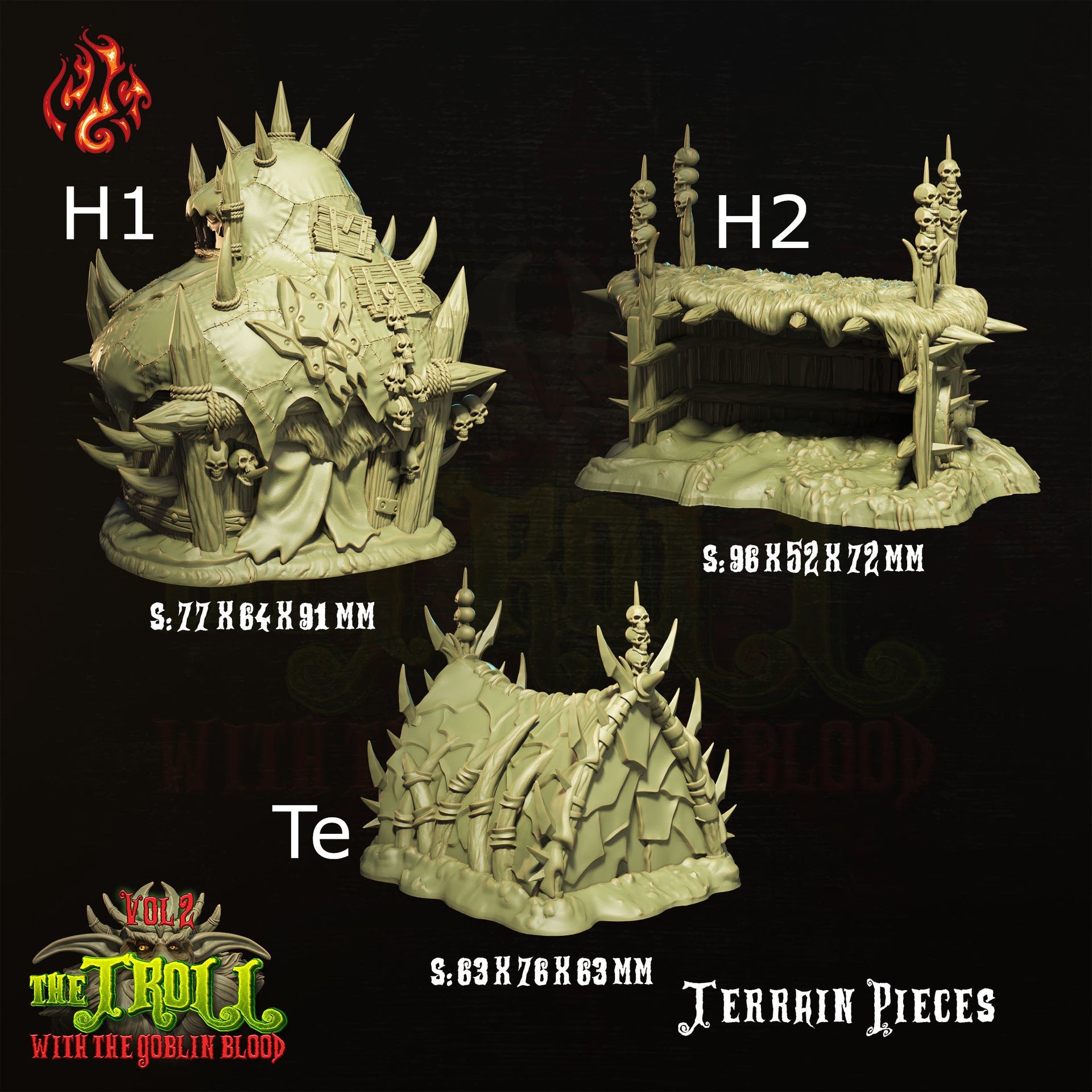 Usurper King's Camp Scenery - Crippled God Foundry - Troll With the Goblin Blood | 32mm | Cave | Totem | Tent