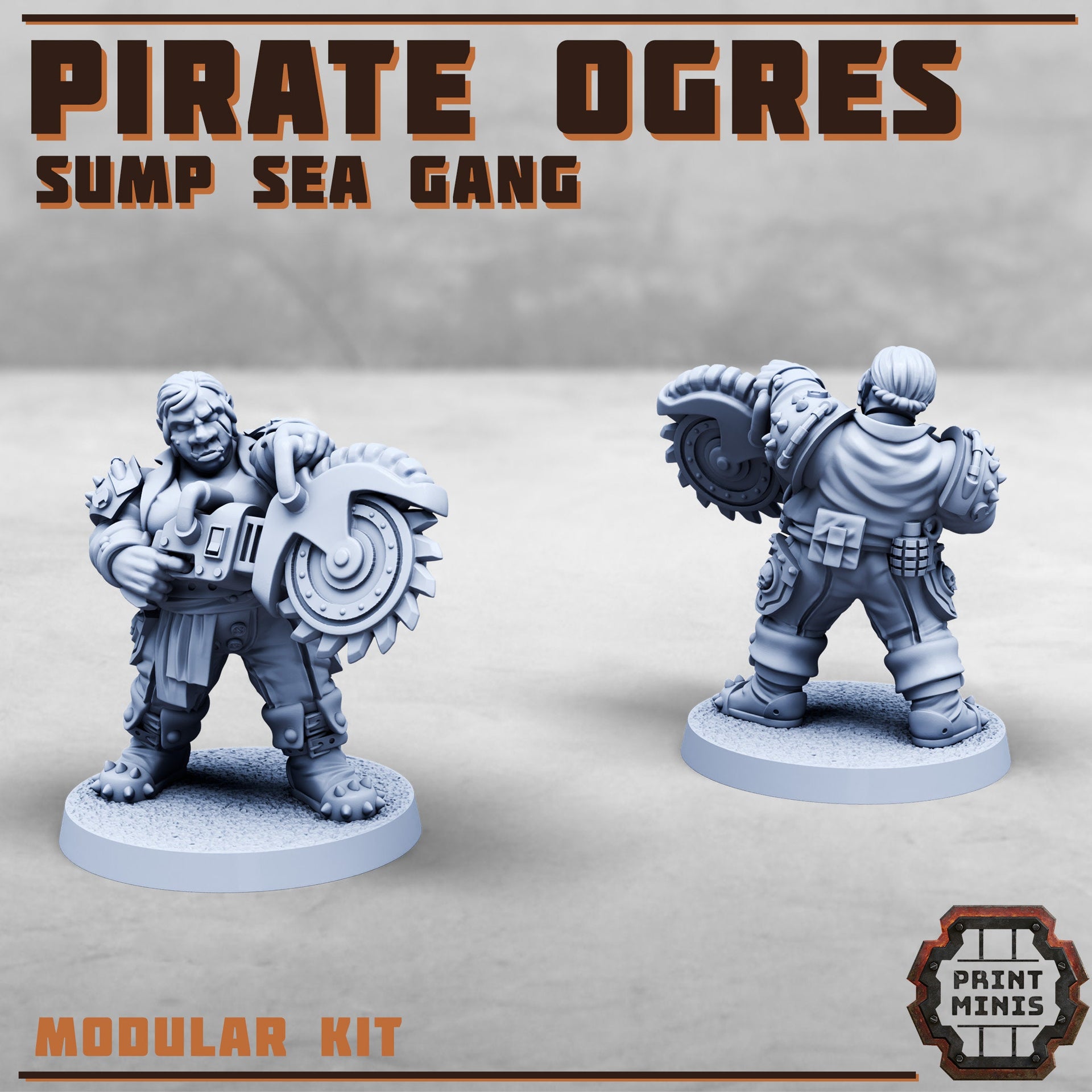 Modular Female Pirate Ogres - Print Minis | Sci Fi | Imperial | 28mm Heroic | Guard | Mercenary | Brute