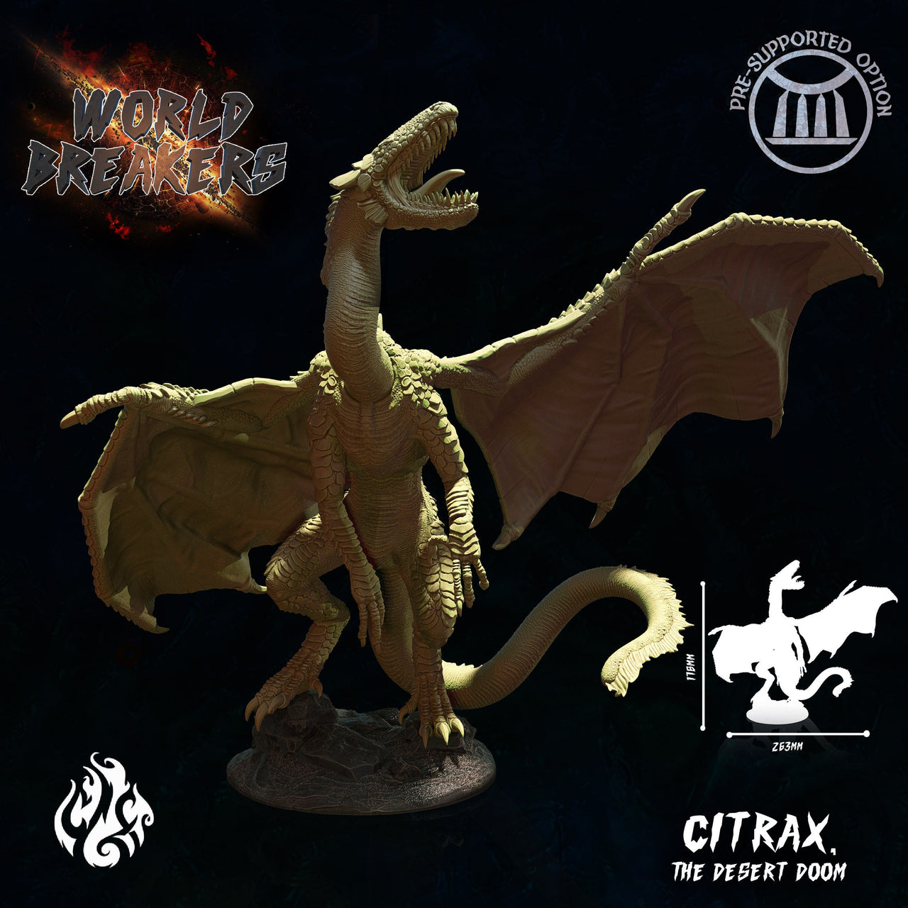 Citrax the desert doom - Crippled God Foundry - World Breakers | 32mm | Kaiju | Gargantuan | Sand Dragon