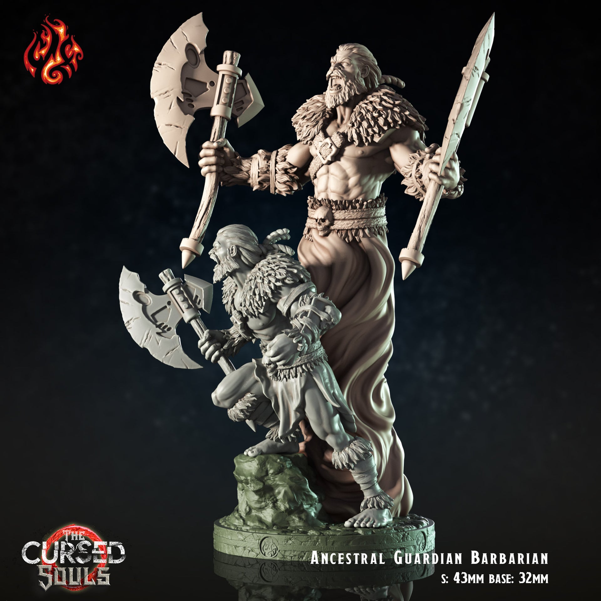 Ancestral Guardian Barbarian - Crippled God Foundry - The Cursed Souls | 32mm | Ghost | Spirit