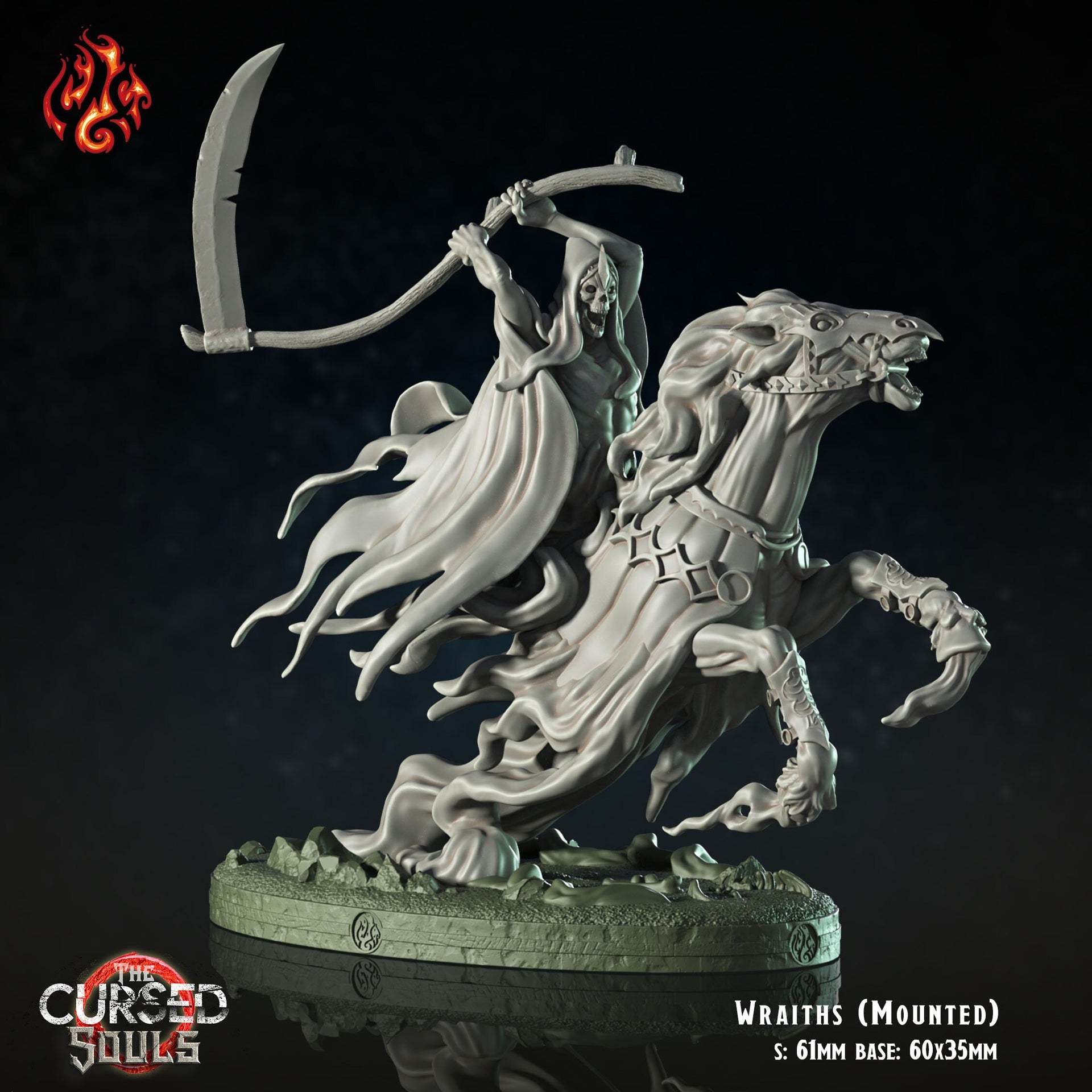 Wraiths - Crippled God Foundry - The Cursed Souls | 32mm | Spirit | Horseman | Scythe | Death