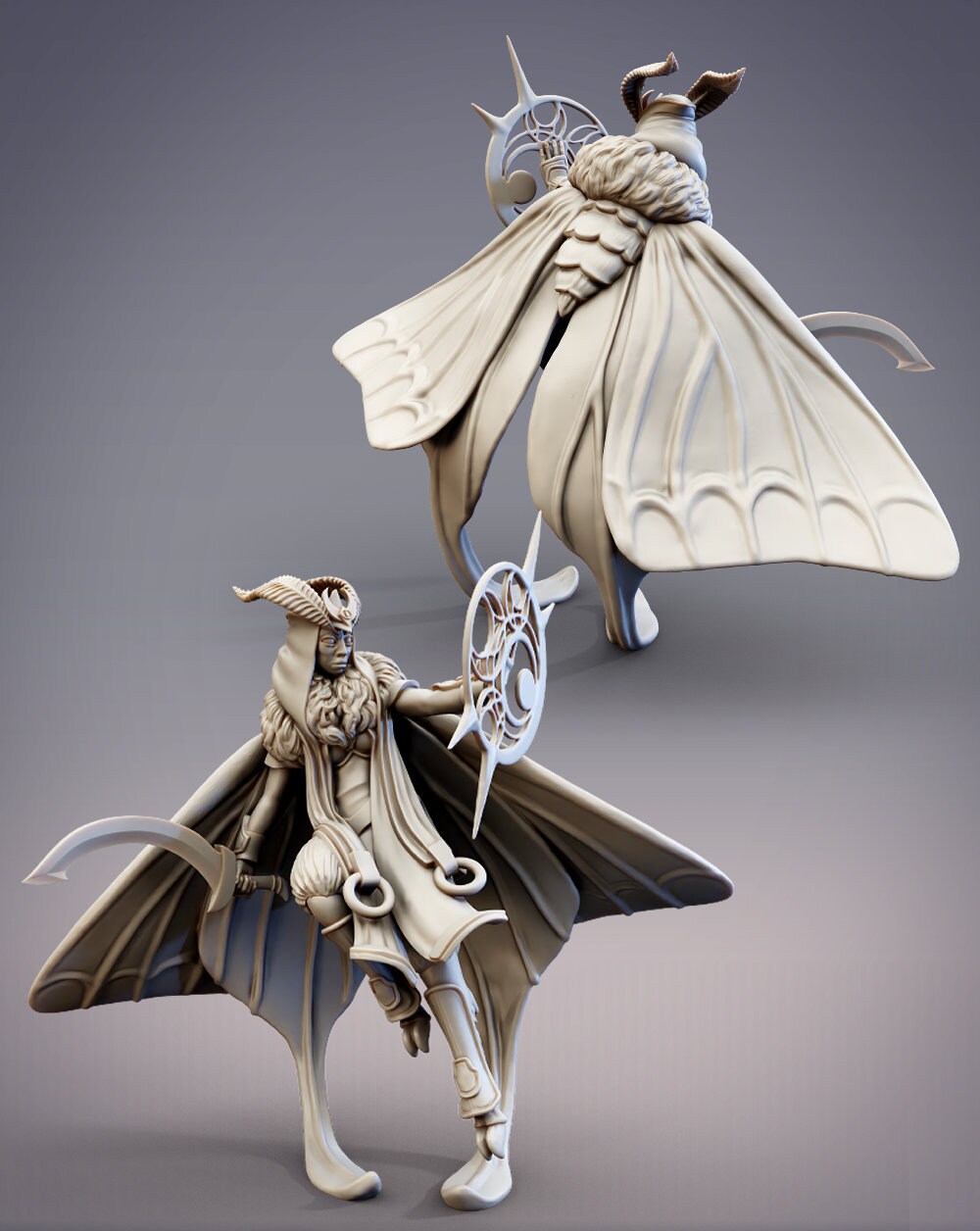 Noctuoidea Mage Acharya, Mothfolk Sorcerer - CobraMode | Miniature | Wargaming | Roleplaying Games | 32mm
