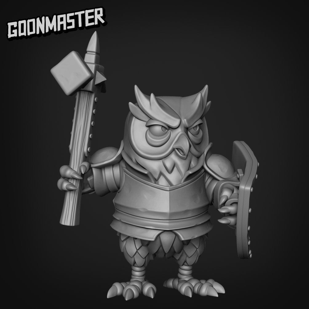 Owlfolk Army - Goonmaster | Ornery Owls | Miniature | D&D | Wargaming | Roleplaying Games | 32mm | Mage | Soldier