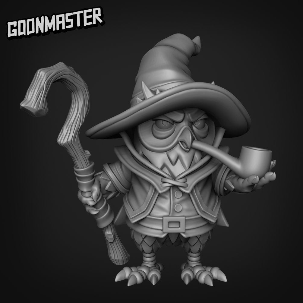 Owlfolk Army - Goonmaster | Ornery Owls | Miniature | D&D | Wargaming | Roleplaying Games | 32mm | Mage | Soldier