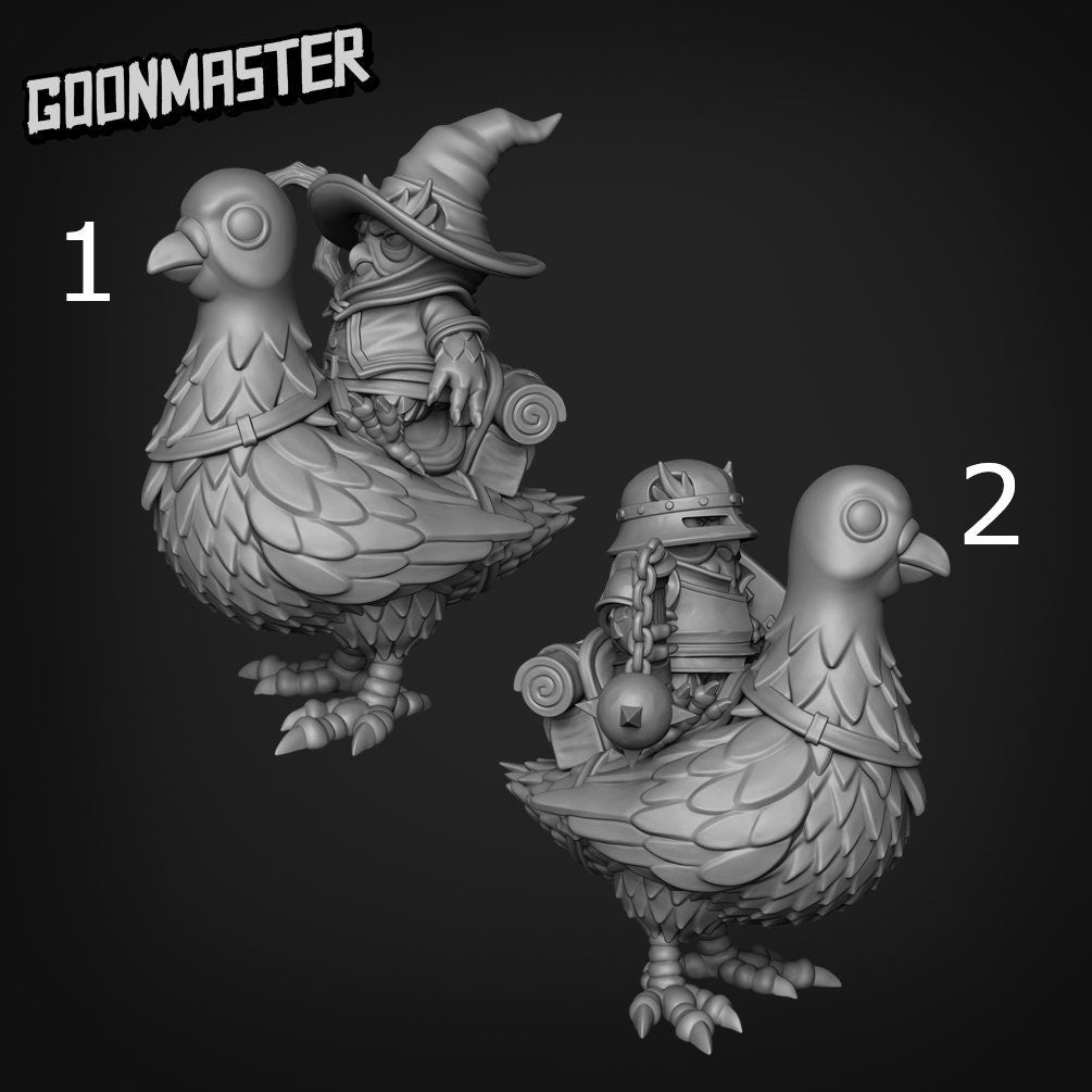 Pigeon Mount- Goonmaster | Ornery Owls | Miniature | D&D | Wargaming | Roleplaying Games | 32mm | Mage | Knight