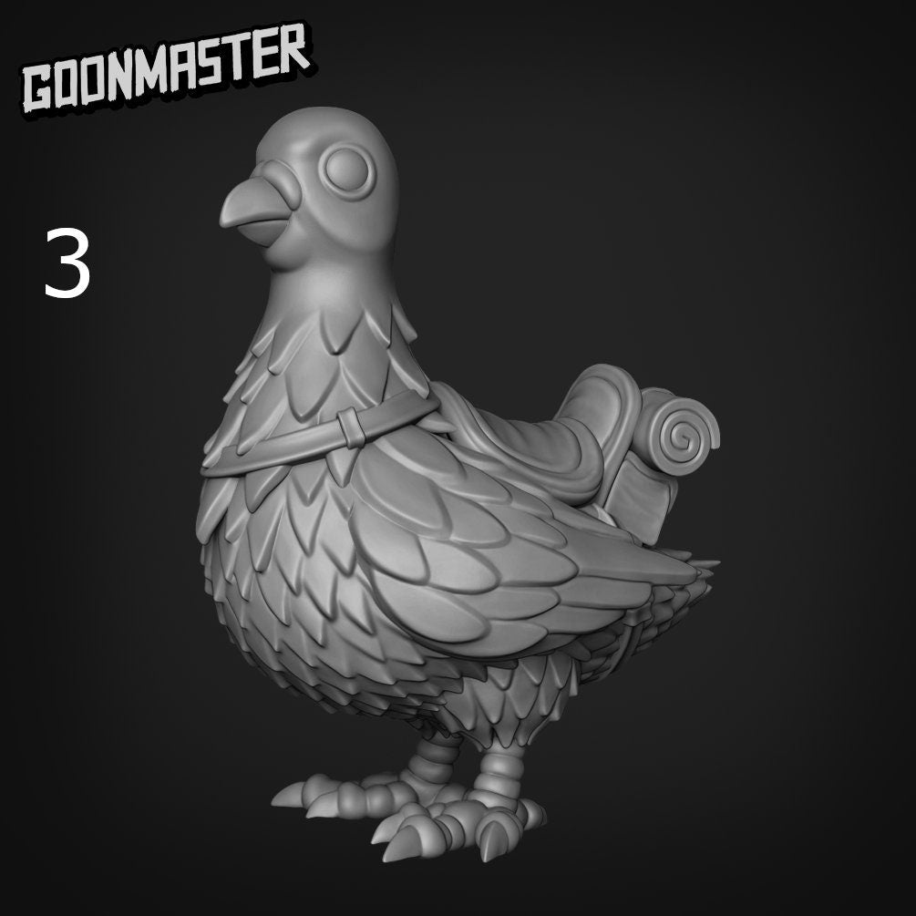 Pigeon Mount- Goonmaster | Ornery Owls | Miniature | D&D | Wargaming | Roleplaying Games | 32mm | Mage | Knight