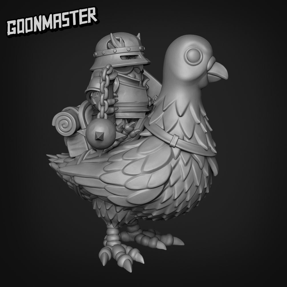 Pigeon Mount- Goonmaster | Ornery Owls | Miniature | D&D | Wargaming | Roleplaying Games | 32mm | Mage | Knight