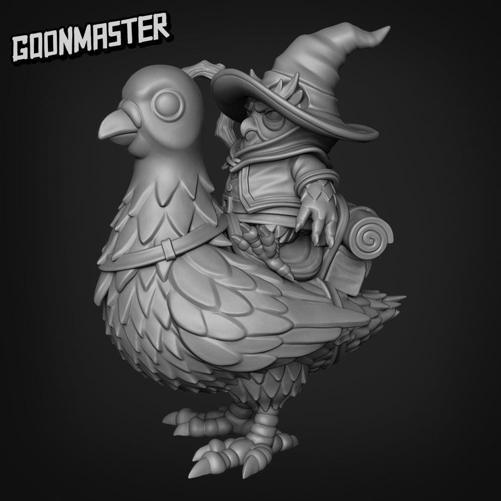 Pigeon Mount- Goonmaster | Ornery Owls | Miniature | D&D | Wargaming | Roleplaying Games | 32mm | Mage | Knight