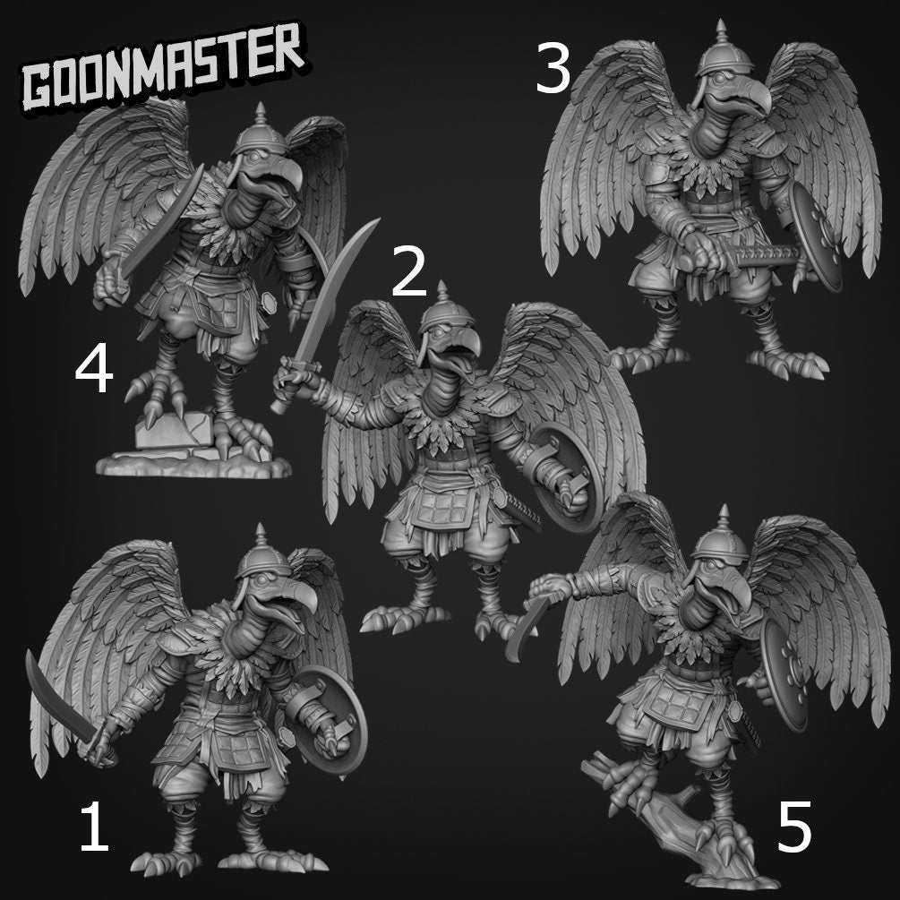 Vulture Warriors - Goonmaster | Vengeful Vultures | Miniature | D&D | Wargaming | Roleplaying Games | 32mm | Mercenary