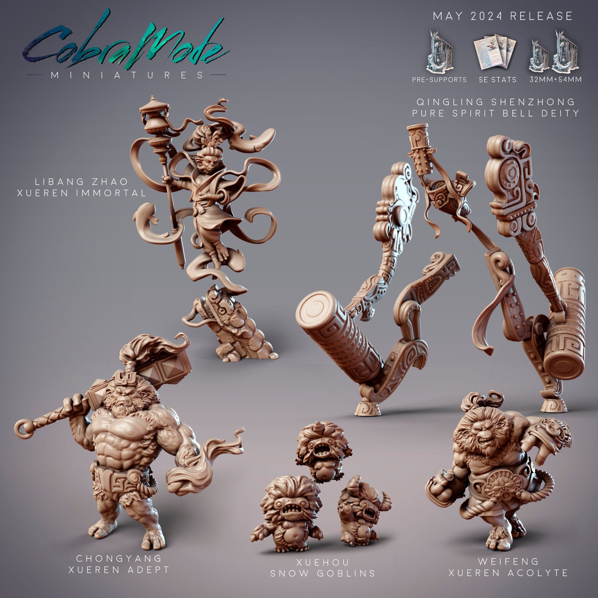 Xuehou Snow Goblins - CobraMode | Miniature | Wargaming | Roleplaying Games | 32mm | Baby Yeti