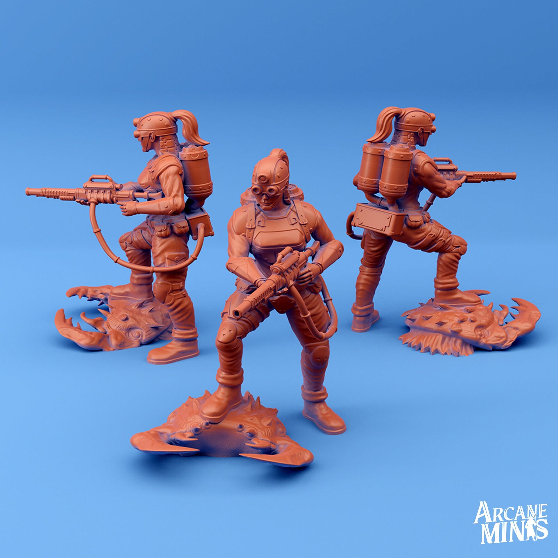 Acid Marines, Navel Gunslingers - Arcane Minis | 32mm | Rogue | Gunner | Steampunk