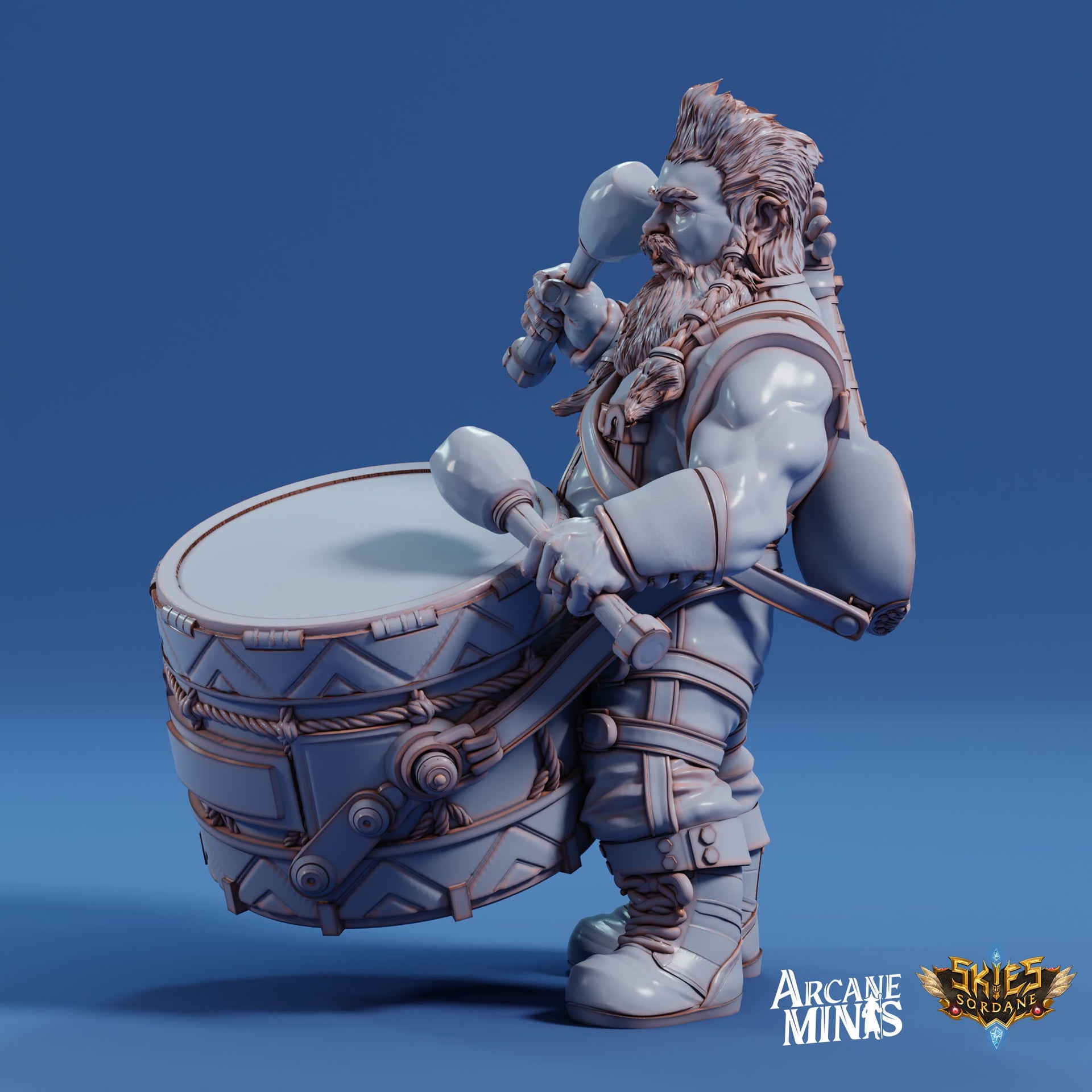Dwarf Bard - Arcane Minis | 32mm | Drummer | Drums
