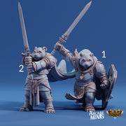 Melalu Cleric, Pandafolk Knight - Arcane Minis | 32mm | Hammer | Sword
