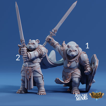 Melalu Cleric, Pandafolk Knight - Arcane Minis | 32mm | Hammer | Sword