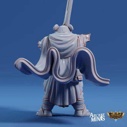 Melalu Cleric, Pandafolk Knight - Arcane Minis | 32mm | Hammer | Sword
