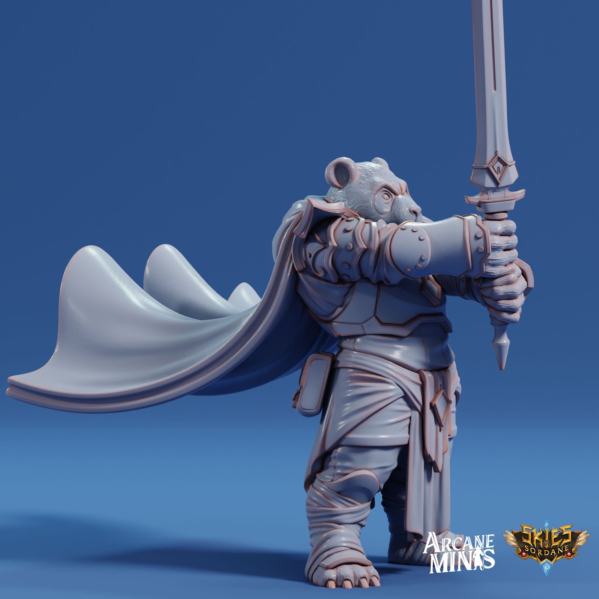 Melalu Cleric, Pandafolk Knight - Arcane Minis | 32mm | Hammer | Sword