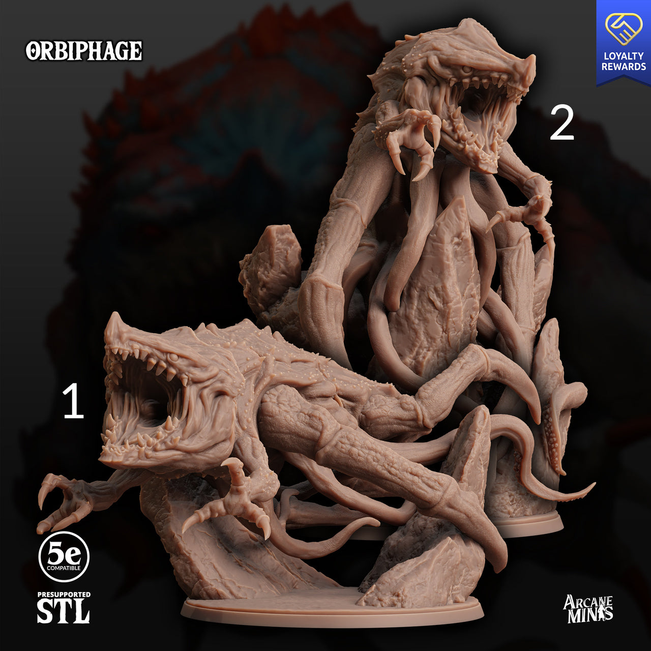 Orbiphage, Void Demon - Arcane Minis | 32mm | Junkers Plight | Alien | Chaos | Shadow | Tentacle | Spawn