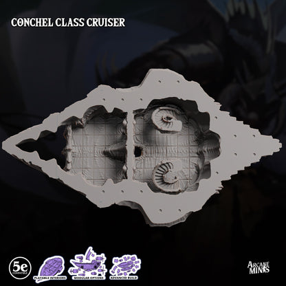 Conchel Class Cruiser - Arcane Minis | 32mm | Psychic Squids | Airship | Massive! | Playable Interior | 1195mm Long!