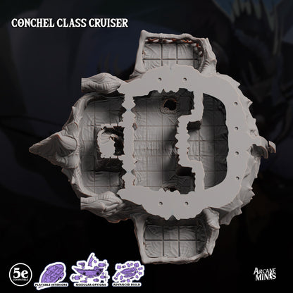 Conchel Class Cruiser - Arcane Minis | 32mm | Psychic Squids | Airship | Massive! | Playable Interior | 1195mm Long!