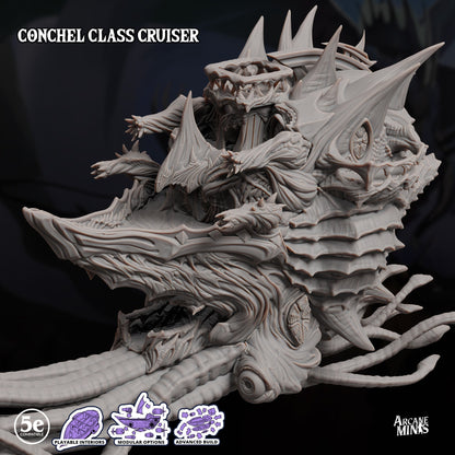Conchel Class Cruiser - Arcane Minis | 32mm | Psychic Squids | Airship | Massive! | Playable Interior | 1195mm Long!