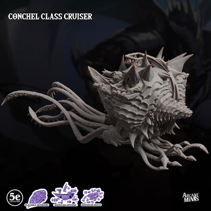 Conchel Class Cruiser - Arcane Minis | 32mm | Psychic Squids | Airship | Massive! | Playable Interior | 1195mm Long!
